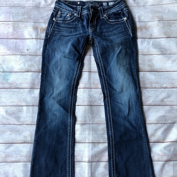 Embellished Pockets Jeans boot cut jp5769b Size28 - Picture 2 of 4